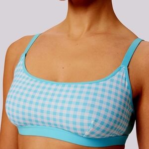NWT Parade Turquoise & White Gingham Bra, Size Medium